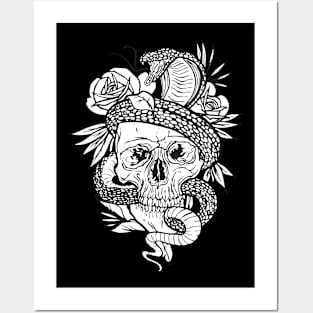 Skull snake tattoo Posters and Art